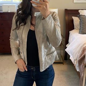 Taupe Faux leather moto jacket